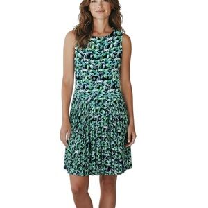 Cynthia Rowley Jewel Print Rayon Knit Fit & Flare Skater Dress Medium Blue Green